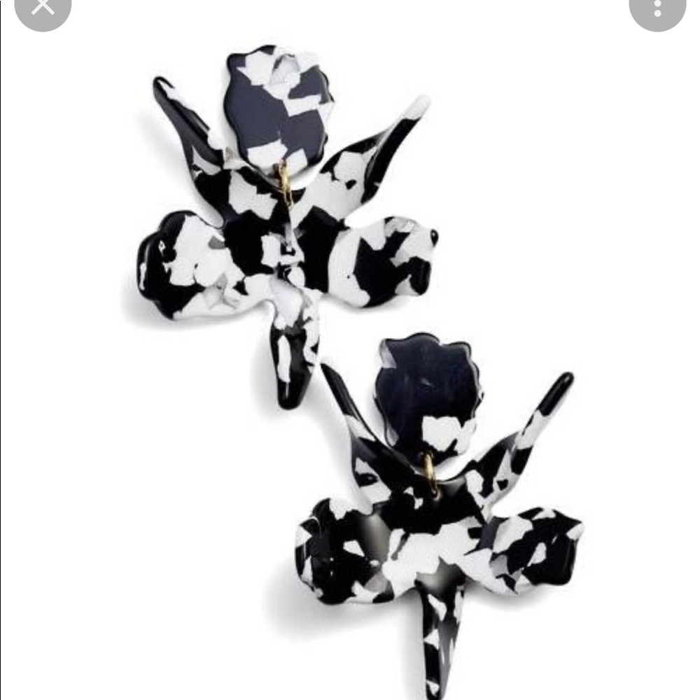 Lele Sadoughi paper lily black/white earrings